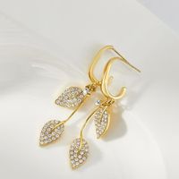 Pendientes De Aleación De Diamantes De Imitación Chapados En Hojas De Moda main image 1