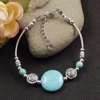 Ethnic Style Round Alloy Plating Turquoise Bracelets main image 1