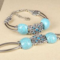 Vintage Style Geometric Alloy Inlay Turquoise Bracelets sku image 1