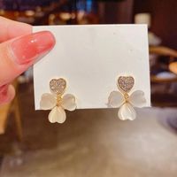 Fashion Flower Alloy Inlay Rhinestone Opal Ear Studs 1 Pair sku image 1