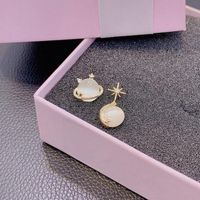 Fashion Planet Asymmetrical Alloy Rhinestones Opal Ear Studs main image 1