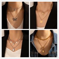 Fashion Butterfly Lock Alloy Plating Necklace main image 1