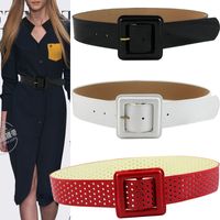 Casual Square Pu Leather Metal Button Alloy Belt main image 1