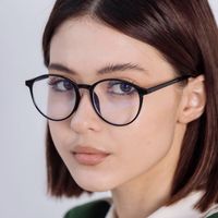 Women's Retro Solid Color Round Frame Glasses main image 2
