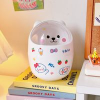 Simple Cute Bear Desktop Household Geometric Trash Can sku image 3