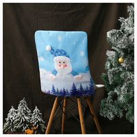 Hong Kong Love Christmas Luminous Chair Cover With Lights Christmas Blue Old Snowman Chair Cover Restaurant Decoration Chair Cover sku image 5