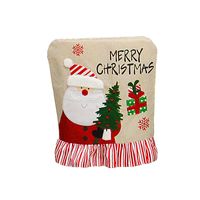 Hong Kong Love Christmas Embroidery Elderly Snowman Chair Cover Linen Lace Chair Cover Christmas Back Cushion Decoration sku image 5