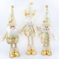 Cute Santa Snowman Retractable Golden Christmas Standing Doll main image 5