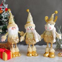 Cute Santa Snowman Retractable Golden Christmas Standing Doll main image 4