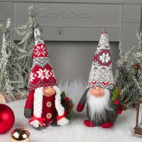 Fashion Snowflake Knitted Hat Big Creative Standing Santa Claus Showcase Doll Decoration main image 5