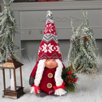 Fashion Snowflake Knitted Hat Big Creative Standing Santa Claus Showcase Doll Decoration sku image 4