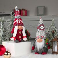 Fashion Snowflake Knitted Hat Big Creative Standing Santa Claus Showcase Doll Decoration main image 4