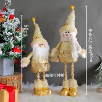 Cute Santa Snowman Retractable Golden Christmas Standing Doll main image 3