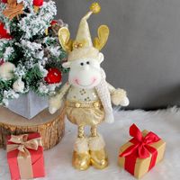 Cute Santa Snowman Retractable Golden Christmas Standing Doll sku image 6
