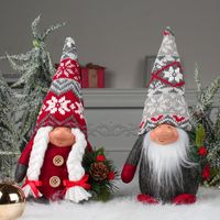 Fashion Snowflake Knitted Hat Big Creative Standing Santa Claus Showcase Doll Decoration main image 1