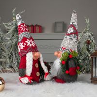 Fashion Snowflake Knitted Hat Big Creative Standing Santa Claus Showcase Doll Decoration main image 2
