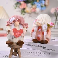 Cute Holding Heart Bouquet Faceless Doll Mother's Day Decoration main image 4