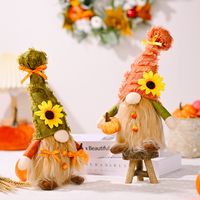 Cute Old Hat Holding Pumpkin Faceless Rudolf Doll Autumn Decorations main image 1