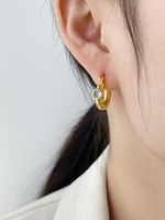 Boucles D'oreilles Zircon Plaqué Cuivre En Forme De Coeur À La Mode sku image 1