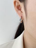 Boucles D'oreilles Zircon Plaqué Cuivre En Forme De Coeur À La Mode sku image 2