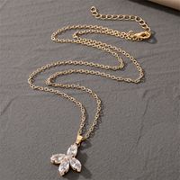 Fashion Triangle Heart Shape Flower Alloy Inlaid Zircon Alloy Pendant Necklace 1 Piece sku image 5