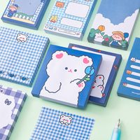 Cute Cartoon Blue Grid Portable Small Size Sticky Note main image 5