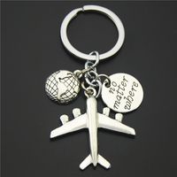 Fashion Round Letter Airplane Alloy Keychain main image 1