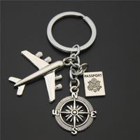 Fashion Round Letter Airplane Alloy Keychain main image 4