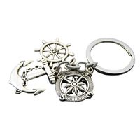 Fashion Round Letter Airplane Alloy Keychain main image 2