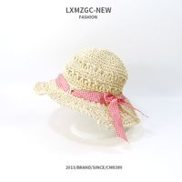 Parent-child Sunscreen Hand Hook Hollow Bow Straw Hat sku image 4