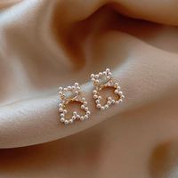 Doux Ours Alliage Incrustation Artificielle Perle Zircon Goujons D'oreille main image 6