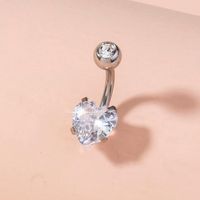 1 Piece Belly Rings Fashion Heart Shape 304 Stainless Steel Plating Zircon main image 1