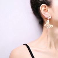 Fashion Butterfly Metal Artificial Rhinestones Earrings 1 Pair main image 5