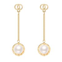 Simple Style Geometric Alloy Plating Artificial Pearls Drop Earrings 1 Pair main image 5