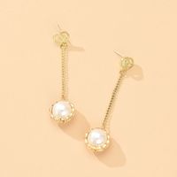 Simple Style Geometric Alloy Plating Artificial Pearls Drop Earrings 1 Pair main image 3