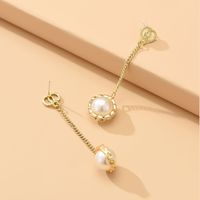 Simple Style Geometric Alloy Plating Artificial Pearls Drop Earrings 1 Pair main image 4