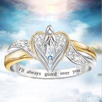 Fashion Angel Heart Shape Alloy Inlay Rhinestone Rings main image 1