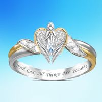 Fashion Angel Heart Shape Alloy Inlay Rhinestone Rings main image 4