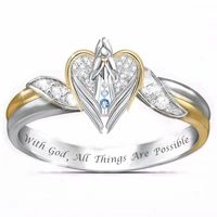Fashion Angel Heart Shape Alloy Inlay Rhinestone Rings main image 5