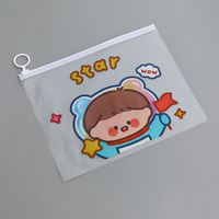 Cute Cartoon Astronaut Zipper Transparent Stationery Bag sku image 4