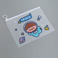 Cute Cartoon Astronaut Zipper Transparent Stationery Bag sku image 2