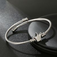 Simple Titanium Steel Cross Wholesale Opening Adjustable Bracelets sku image 2