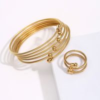 Wholesale Fashion Spiral Stripe Steel Plating Rings Bracelets main image 3