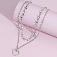 Fashion Heart Shape Stainless Steel Layered Necklaces Stainless Steel Necklaces main image 5