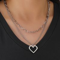Fashion Heart Shape Stainless Steel Layered Necklaces Stainless Steel Necklaces main image 1