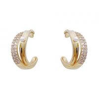 Vintage Style C Shape Inlay Alloy Artificial Rhinestones Earrings main image 3