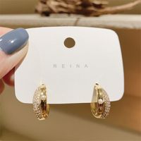 Vintage Style C Shape Inlay Alloy Artificial Rhinestones Earrings main image 5