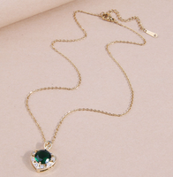 Fashion Heart Shape Copper Pendant Necklace Plating Artificial Gemstones Zircon Copper Necklaces main image 2