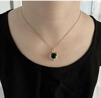Fashion Heart Shape Copper Pendant Necklace Plating Artificial Gemstones Zircon Copper Necklaces main image 3
