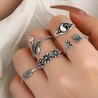 Punk Snake Alloy Plating Artificial Gemstones Rings 5 Pieces main image 5